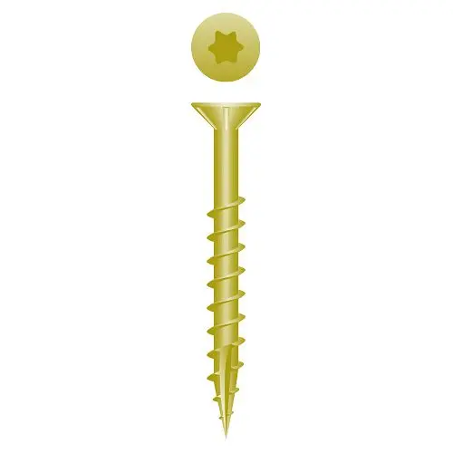 Strong-Point Durable Wood Screws Star Drive Flat Head Nibs, Coarse Thread, Type '17', Zinc Yellow Plated, 9 x 3,...