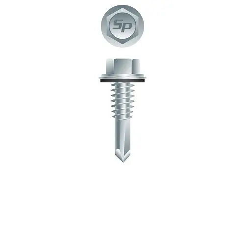 Strong-Point Fasteners Unslotted Indented Hex Shoulder Washer Head, Zinc Plated 9/16 O.D. Bonded Washer, 12-24 x 7/8, #4 P...