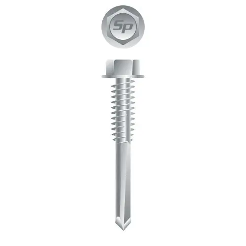 Strong-Point Performance Screws Unslotted Indented Hex Washer Head, Strong-Shield Coated, 12-24 x 3, #5 Point, Box 1,000, ...