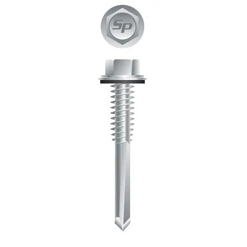 Strong-Point Protective Screws Unslotted Indented Hex Washer Head, Strong-Shield Coated 9/16 O.D. Bonded Washer, 12-24x3, ...