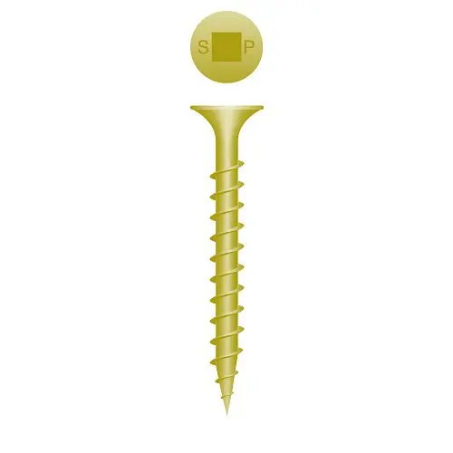 Strong-Point Screw Fasteners Square Drive Bugle Head, Coarse Thread, Pot Metal Yellow Plated, 8 x 2-1/2, Box 2,500, 822QCY