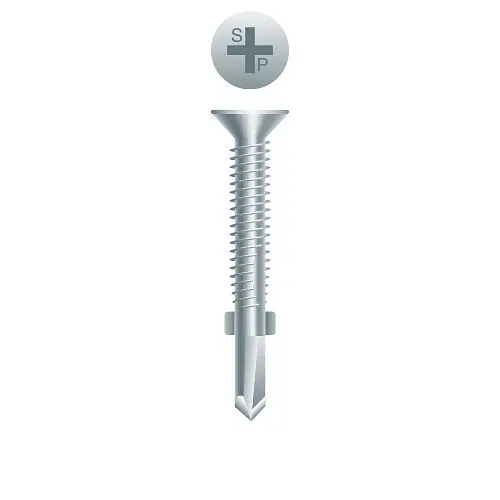Strong-Point Screws Phillips Flat Head Reamer Wings, Zinc Plated, 12-24 x 2-1/2, #3 Point, Box 1,500, R2123