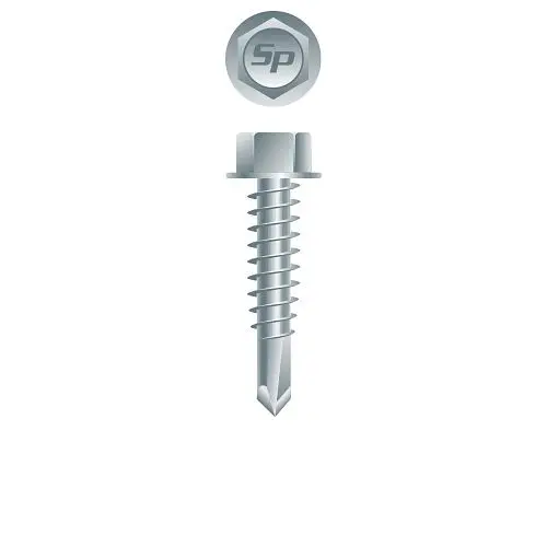 Strong-Point Screws Unslotted Indented Hi-Hex Washer Head Reversed Serrations, Zinc Plated, 10-16 x 3/4, #3 Point, Box 6,0...