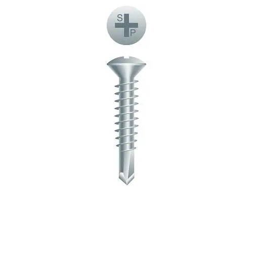 Strong-Point Self-Bottoming Tapping Screws Phillips Oval Head, Zinc Plated, 8-18 x 1-1/4, #2 Point, Box 6,000, O89