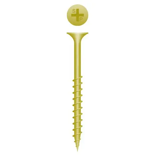 Strong-Point Self-Tapping Screws Phillips Bugle Head, Coarse Thread, Zinc Yellow Plated, 10 x 3-3/4, Box 800, 1033SY