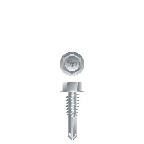 Strong-Point Smooth Screws Unslotted Indented Hex Washer Head, Strong-Shield Coated, 12-24 x 7/8, #4 Point, Box 4,000, H4C