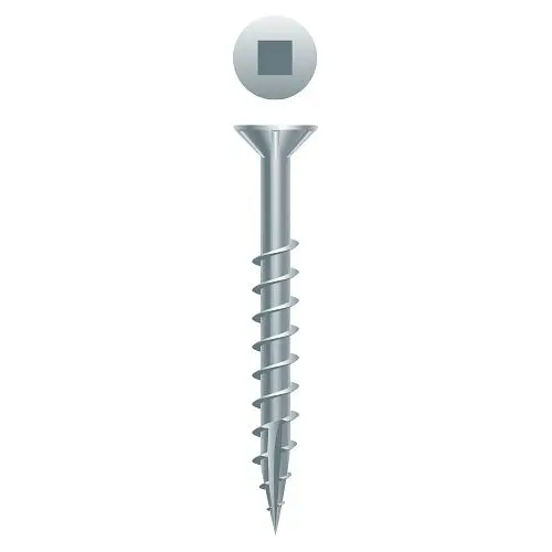Strong-Point Square Drive Flat Head Nibs Particle Board Screws, Type '17', Zinc Plated, 9 x 3, Box 2,000, XQ948NZ