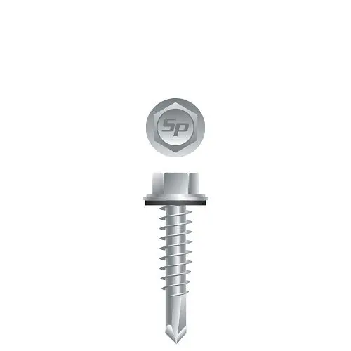 Strong-Point UL-Listed Self-Tapping Screws Unslotted Indented Hex Washer Head, Strong-Shield Coated 5/8 O.D. Bonded Washer...