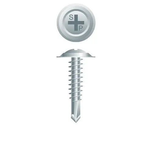 Strong-Point Waterproof Screws Phillips #6 Oval Head Sems, Zinc Plated Finishing Washer, 8-18 x 1, #2 Point, Box 6,000, E84