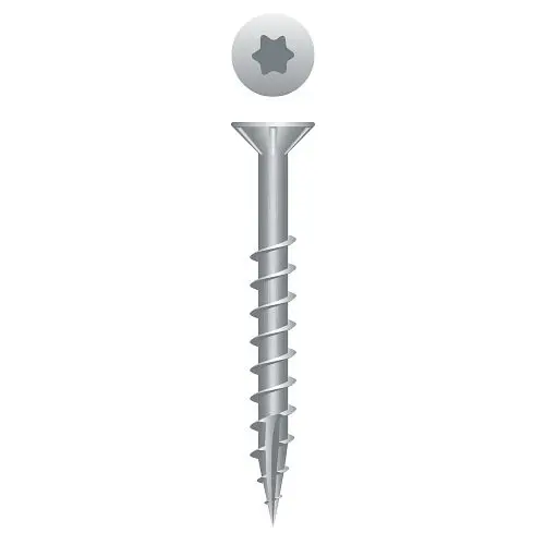 Strong-Point Wood Screws 305 Stainless Steel Star Drive Flat Head Nibs, Coarse Thread, Type '17', 10 x 3-1/2, Bo...