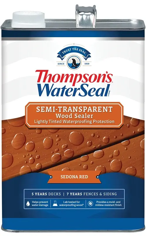 Thompson's WaterSeal TH.092401-16 Wood Sealer, Semi-Transparent, Liquid, Sedona Ruby, 1 gal Outdoor Furniture