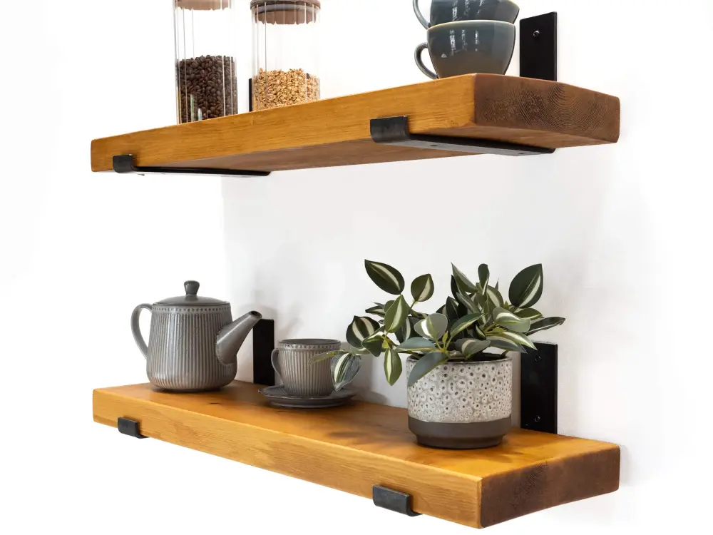 Industrial Inverted Chromed Bracket Shelf 22cm Plasterboard Walls