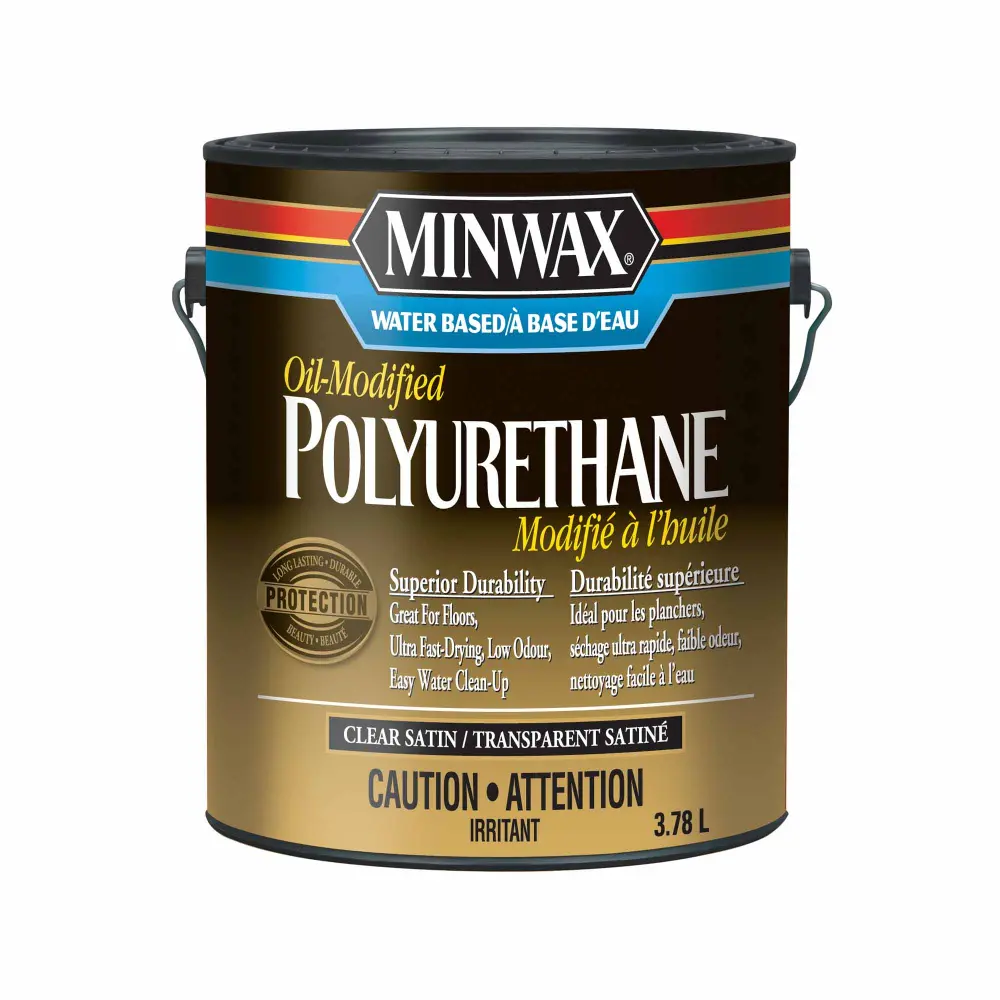 Minwax Water Based Oil-Modified Polyurethane Satin Glass-like, 3.78 L