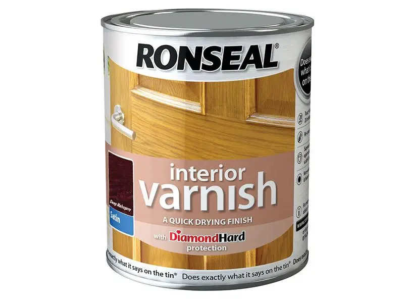 Ronseal Interior Varnish Fast Dry Satin Deep Mahogany 750Ml