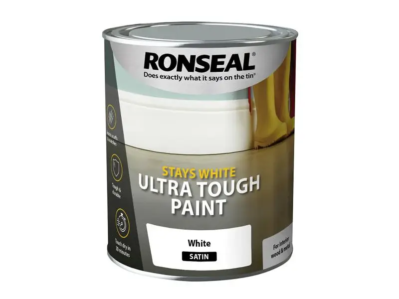 Ronseal Stays White Ultra Tough Paint Satin Pearl 750ml