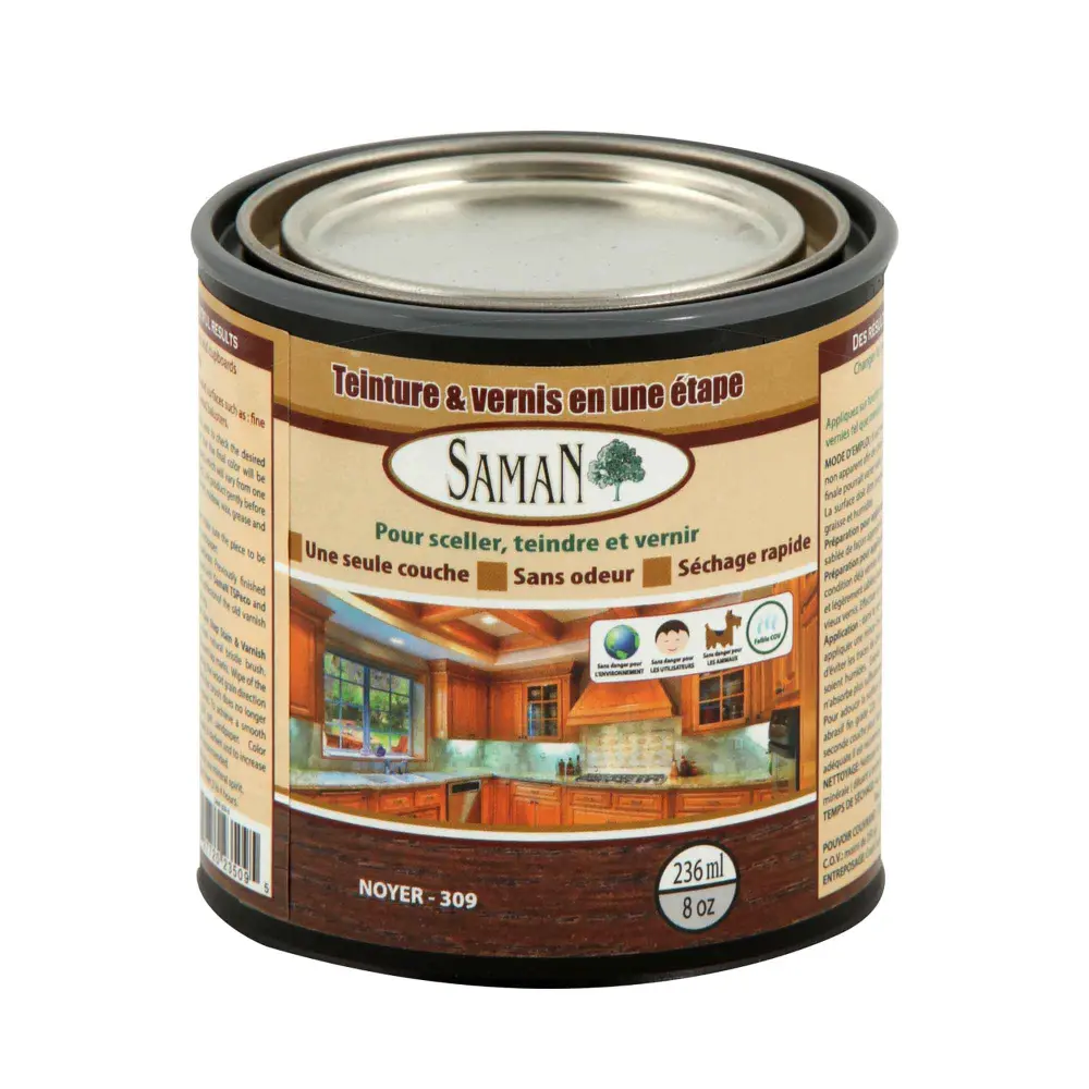 Walnut One Step Wood Stain and Varnish, 236 ml