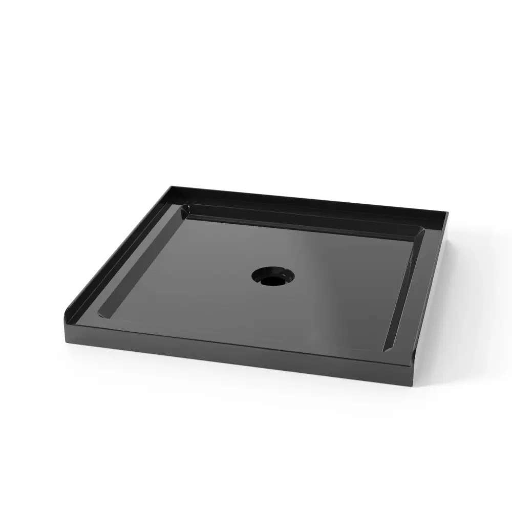 Shower Base, Anti Slip Center Drain Single Threshold - Jet-black