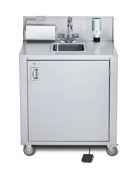 Crown Serrated Verity Single Water-Based Stainless Handwashing Sink, Cold Water Unit, CV-PHS-1C Crown Verity