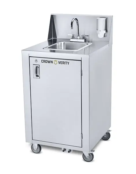 Crown Verity Mobile Handwashing Sink, Wood Stainless High-Carbon Steel, CV-MHW