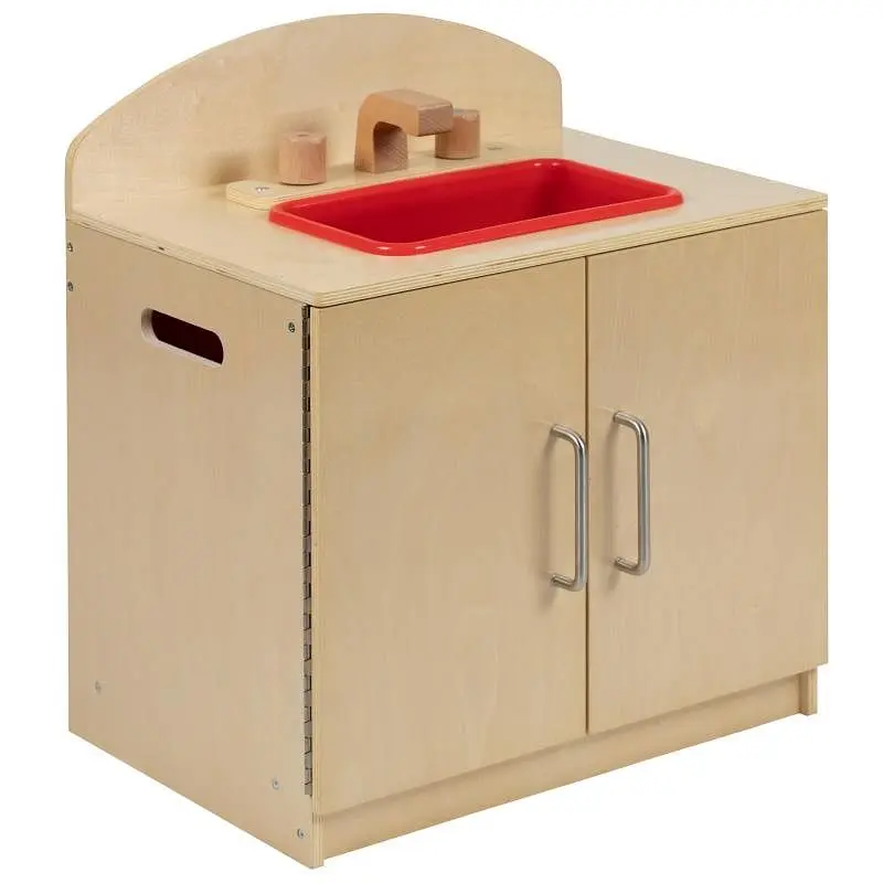 Flash Powerful Furniture Hercules Children's Wooden Kitchen Sink Commercial or Home Use - Secure, Kid Friendly Design...