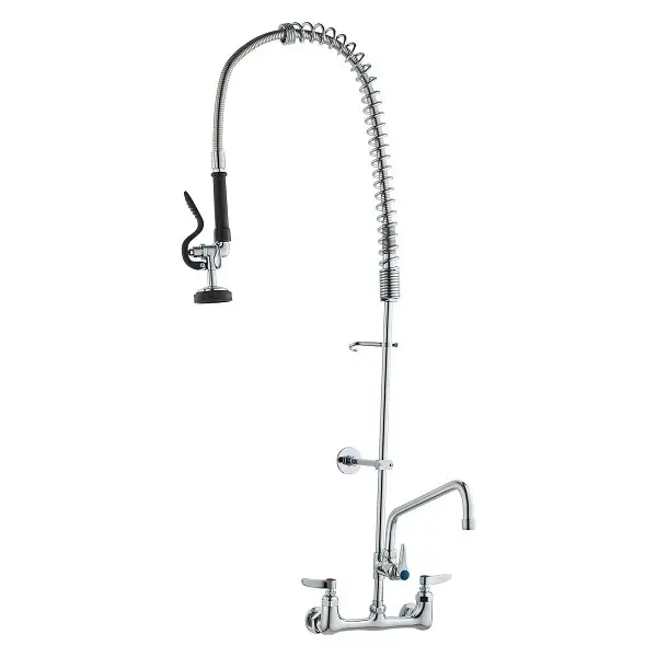VEVOR Commercial Faucet Pre-Rinse Sprayer, 44" Height, 8" Center, 12" Swing Spout, Wall Mount Kitchen Sink ...