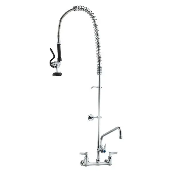 VEVOR Commercial Faucet Pre-Rinse Sprayer, 47" Height, 8" Center, 12" Swing Spout, Wall Mount Kitchen Sink ...