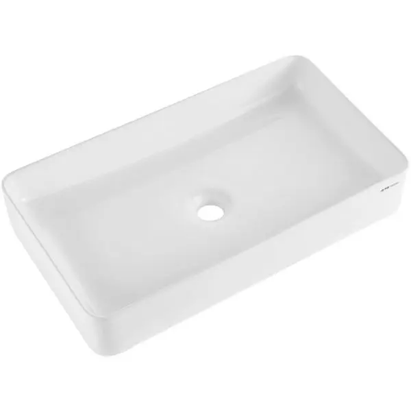VEVOR Ergonomic Modern Ceramic Vessel Sink 24"x13.8" Bathroom Vanity Bowl Countertop White, TMSCTCJX6135I29E0V0