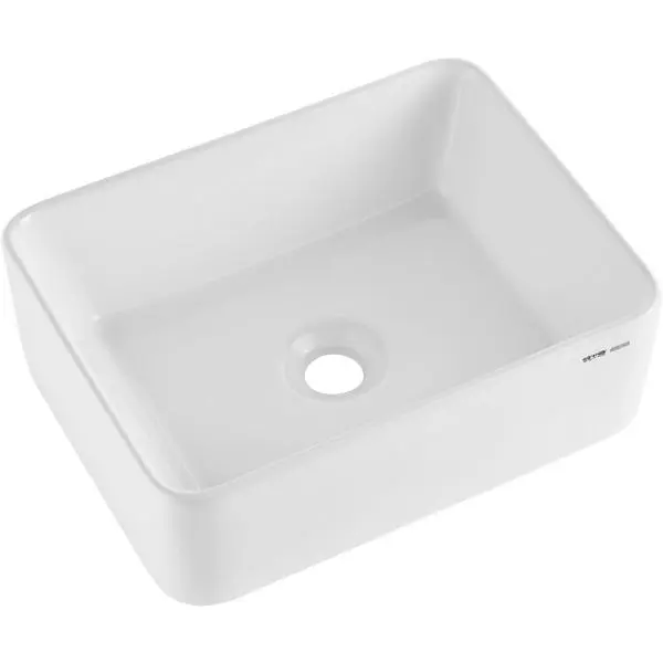 VEVOR High-Quality Modern Ceramic Vessel Sink 16" x 12" Bathroom Vanity Bowl Countertop Snow White, TMSCTCJX4030...