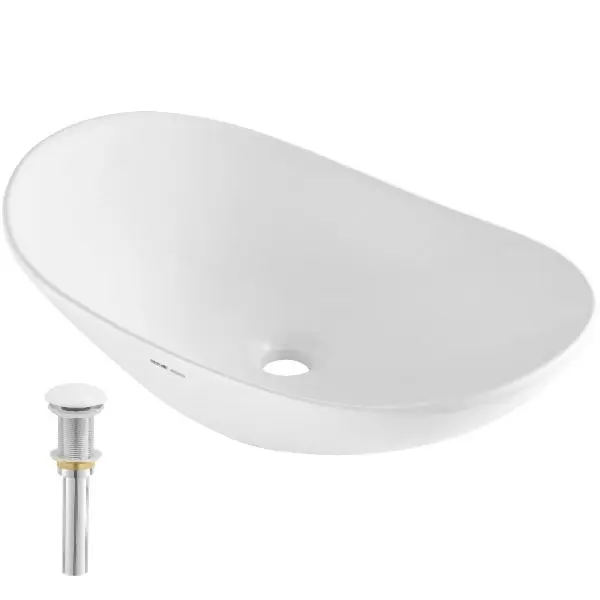 VEVOR Modern Ceramic Vessel Sink 23.3" x 14.2" Bathroom Vanity Bowl Countertop, TMSCTCTYX603O50YKV0