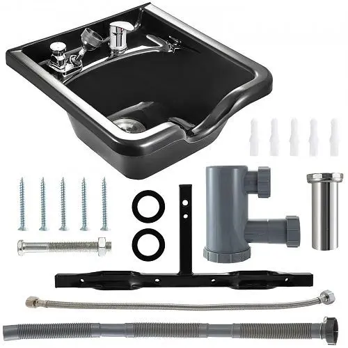 VEVOR Super-Strong Shampoo Bowl Black ABS Delrin Salon and Spa Hair Sink Beauty, SCHSFXABSSLXFP001V0