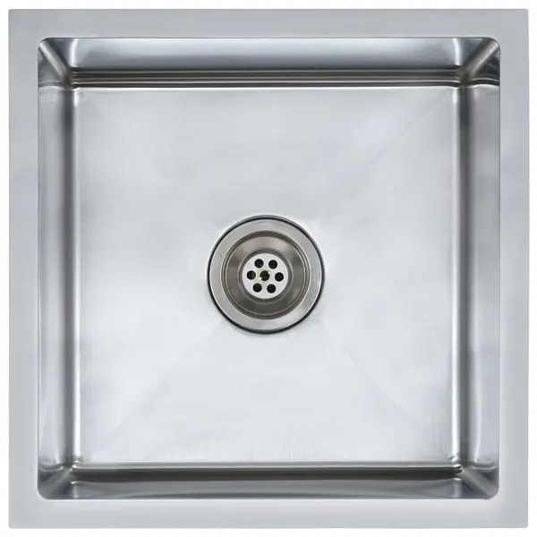 vidaXL Luminous Handmade Kitchen Sink Stainless Steel, Silver colored, 17.3" x 17.3" x 7.9", 145077