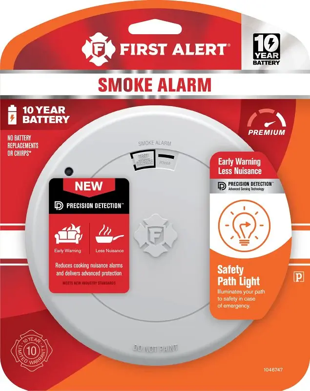 First Alert 1046747 Smoke Alarm Safety Path Airy, Photoelectric Sensor, White