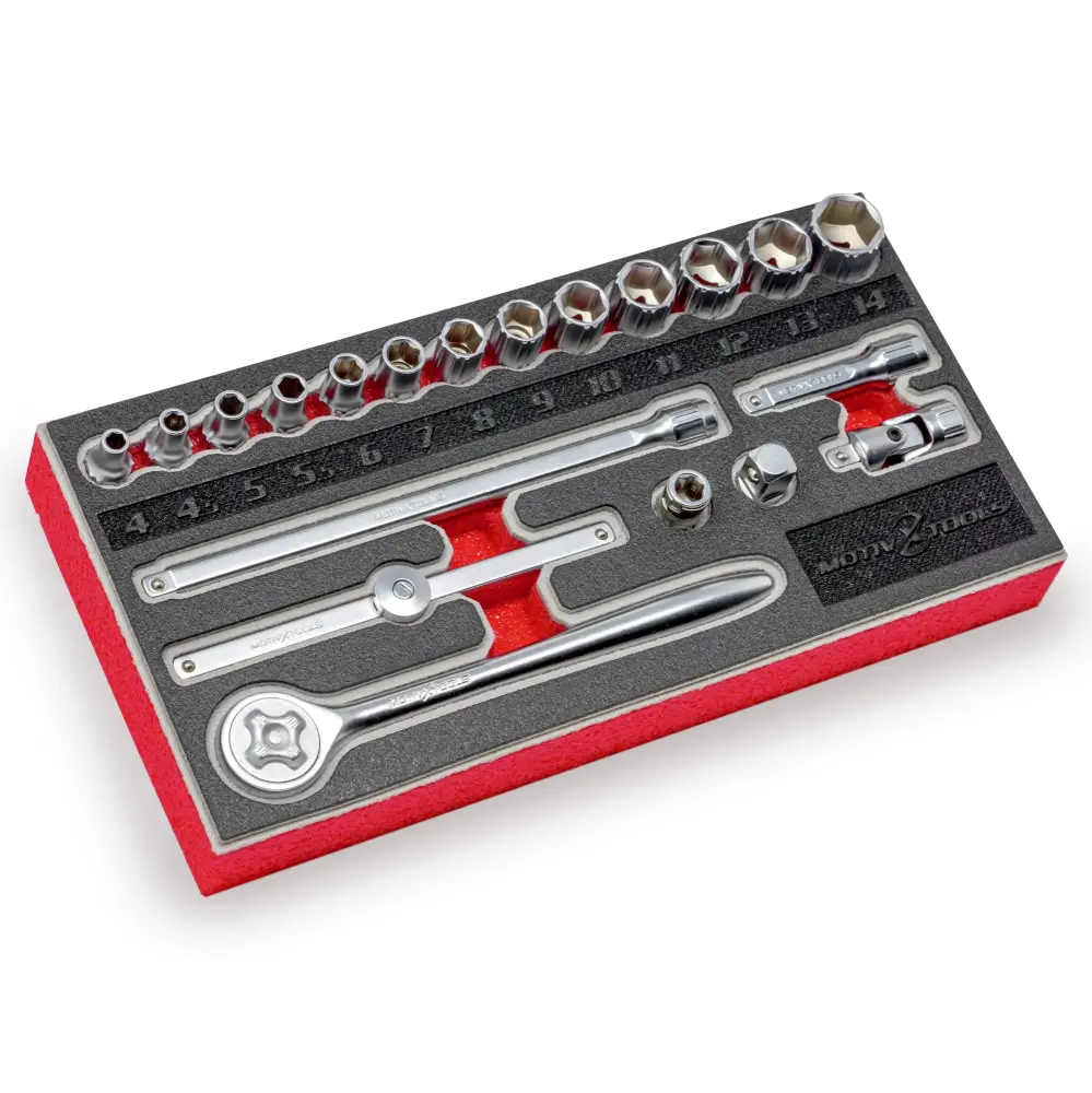 1/4" Drive Metric Socket And Ratchet Adjust - 20 Pc