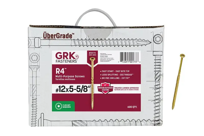 GRK Fasteners R4 00173 Framing and Decking Screw, #12 Thread, 5-5/8 L, Round Head, Star Drive, Alloy, 600 BX