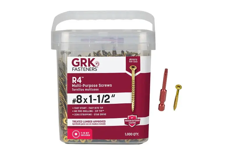 GRK Fasteners R4 01073 Framing and Decking Screw, #8 Thread, 1-1/2 L, Star Drive, Alloy, 1000 PAIL