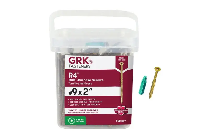 GRK Fasteners R4 01099 Framing and Decking Screw, #9 Thread, 2 L, Star Drive, Hardened, 690 PAIL