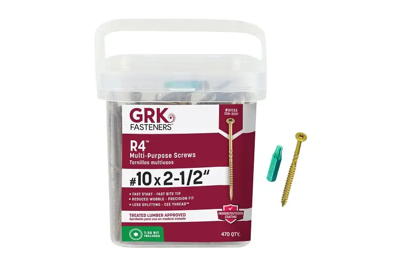 GRK Fasteners R4 01133 Framing and Decking Screw, #10 Thread, 2-1/2 L, Star Drive, Metal, 470 PAIL