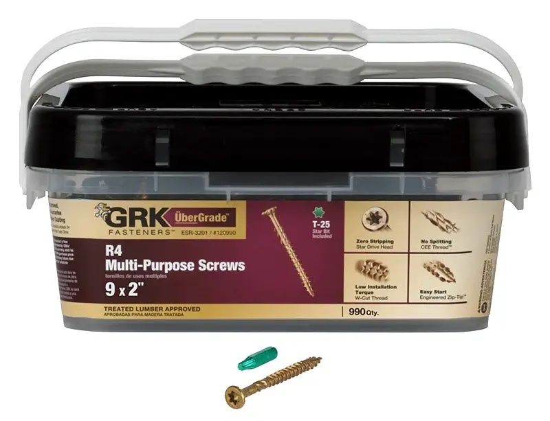 GRK Fasteners R4 120990 Screw, #9 Thread, 2 L, W-Cut Thread, Bugle Head, Star Drive, Self-Tapping Point, Metal