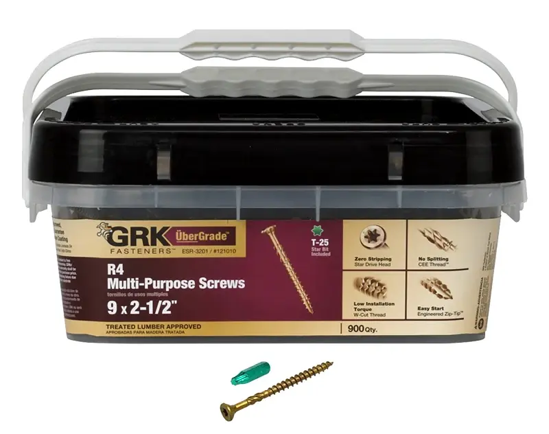 GRK Fasteners R4 121010 Screw, #9 Thread, 2-1/2 L, Bugle Head, Star Drive, Self-Drilling, Self-Tapping Point, Alloy
