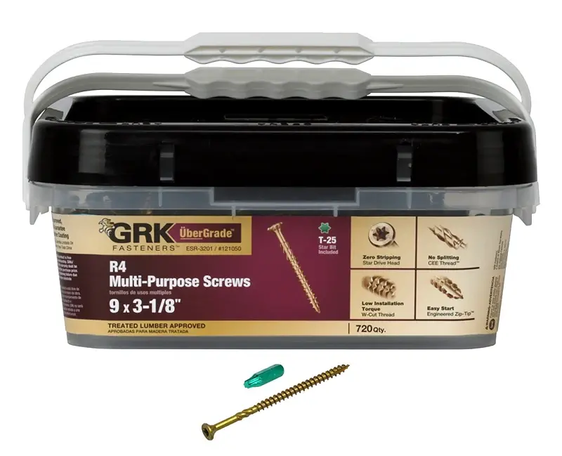 GRK Fasteners R4 121050 Screw, #9 Thread, 3-1/8 L, Bugle Head, Star Drive, Self-Drilling, Self-Tapping Point, Stainless