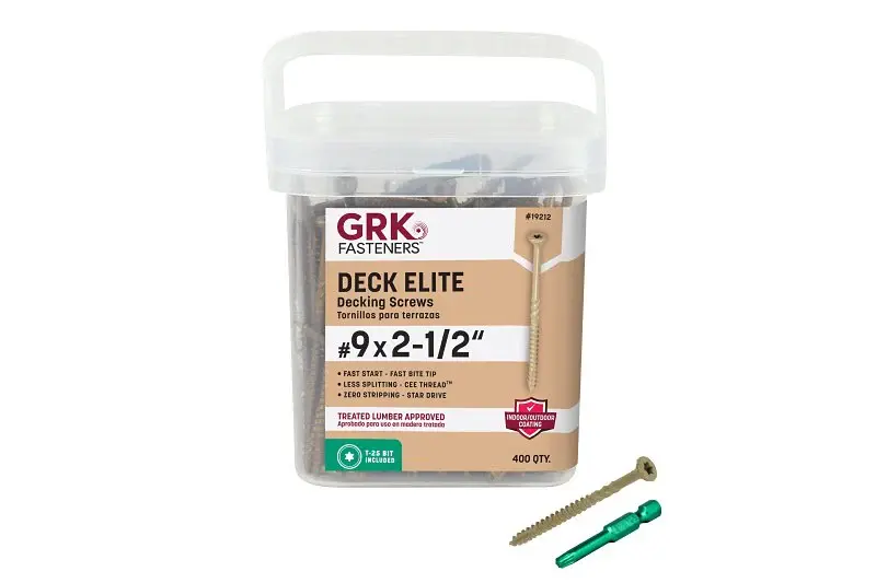 GRK Fasteners 19212 Deck Screw, #9 Thread, 2-1/2 L, Hardened, E-Coat, Bugle Head, Star Drive