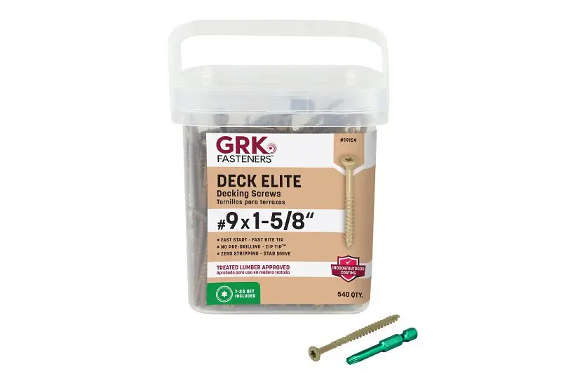 GRK Fasteners DECK SELECT 19158 Deck Screw, #9 Thread, 1-5/8 L, Coarse, W-Cut Thread, Bugle Head, Star Drive, Steel