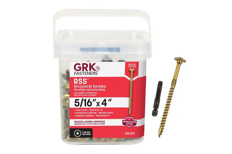 GRK Fasteners RSS 12225 Structural Screw, 5/16 Thread, 4 L, Washer Head, Star Drive, Alloy, 100 PK