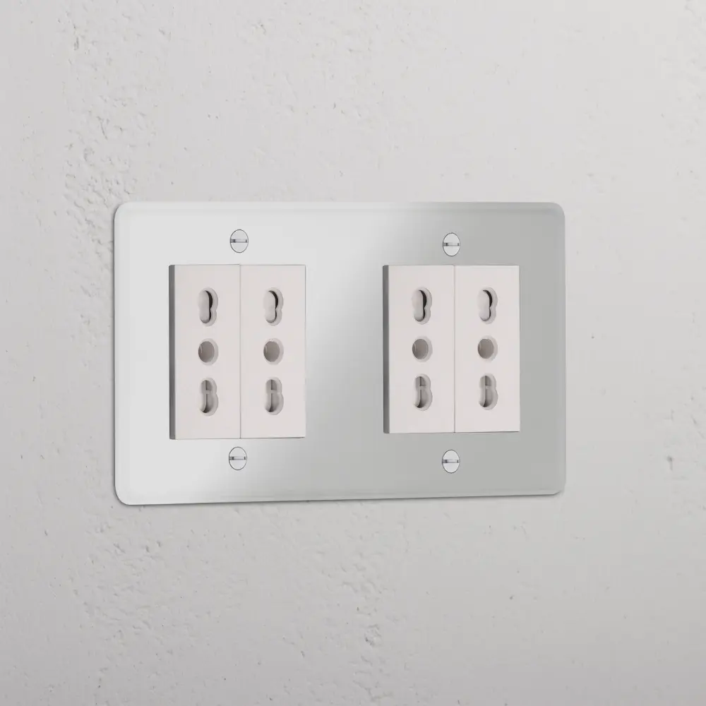 Kew Double 4x Bipasso Socket - Clear | Alabaster