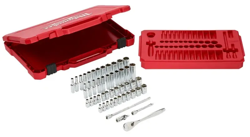 Milwaukee 48-22-9004 Series Ratchet and Socket Set, Alloy Metal, Chrome