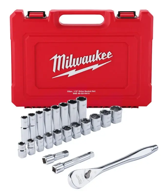 Milwaukee 48-22-9410 Ratchet and Socket Place, Alloy Steel, Specifications: 1/2 Drive Size, SAE Measurement