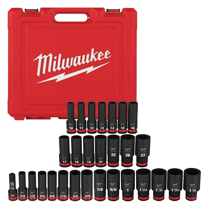 Milwaukee 49-66-7016 SHOCKWAVE Impact Duty Series Socket Set, Shiny metal Molybdenum Steel, 1/SET