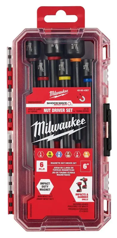 Milwaukee SHOCKWAVE 49-66-4567 Magnetic Nut Driver Set, 6-Piece, Alloy Reinforced