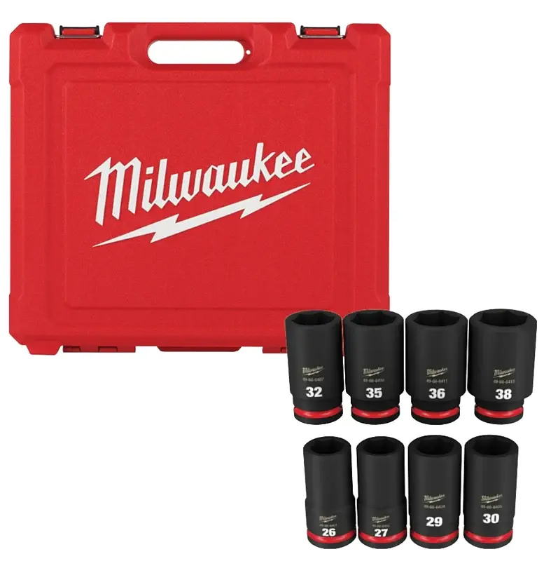 Milwaukee SHOCKWAVE Impact Duty Series 49-66-7020 Deep Metric Socket Set, Molybdenum Steel, Chrome/Phosphate, Midnight
