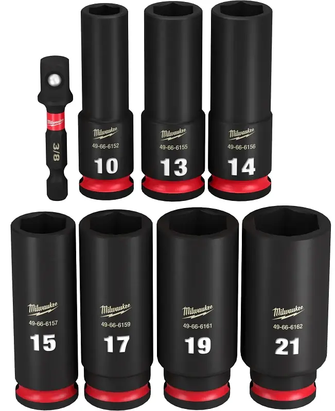 Milwaukee SHOCKWAVE Impact Duty Series 49-66-7021 Socket Adjust, Steel, Specifications: 3/8 Drive